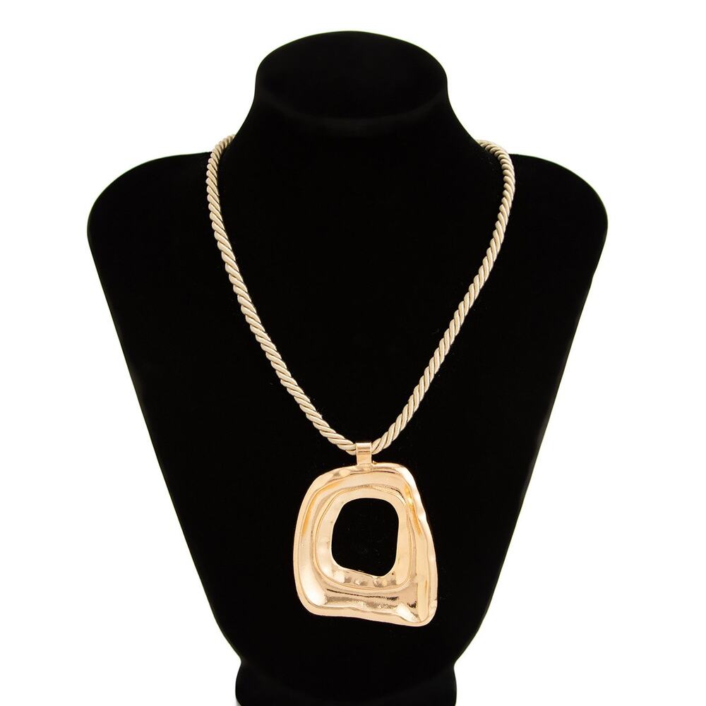 Chic Irregular Square Statement Gold Necklace - Rope Chain - Picture 2 of 8